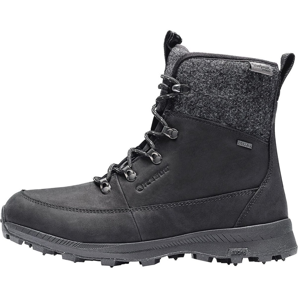 Icebug Ice Bug Adak w/ BUGrip Woolpower Leather 8 Black Gray Lace-Up Boots EUC